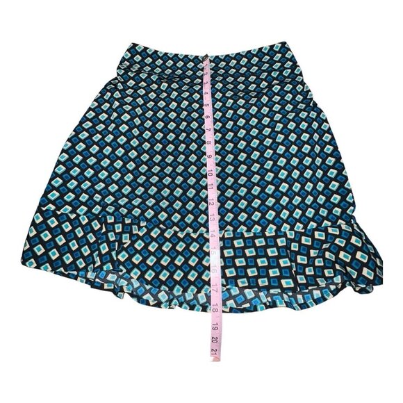 Band of The Free COLETTE TEAL DIAMOND MINI A Line Ruffle SKIRT Women Small New - Picture 5 of 9